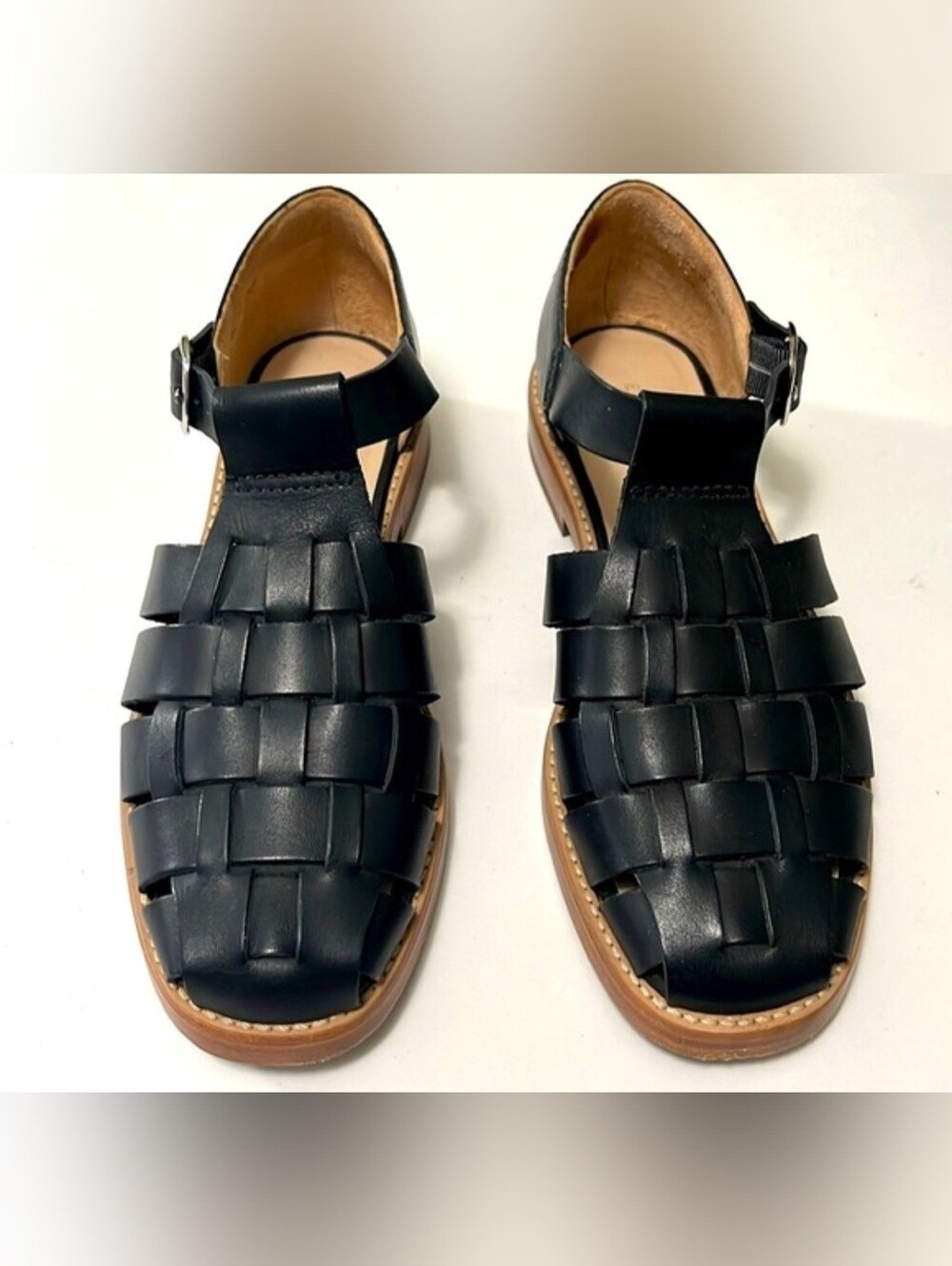 :Everlane Black Leather Fisherman Sandals Size 7 US (37 EU) - Excellent Pre-Own.